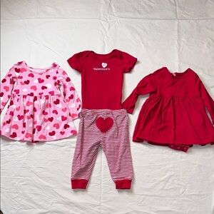The Children's Place Valentine’s Day bundle. Two dresses and one matching outfit